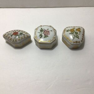 THREE EMPRESS JOSEPHINES ROSE GARDEN 1980 TRINKET BOXES FINE PORCELAIN